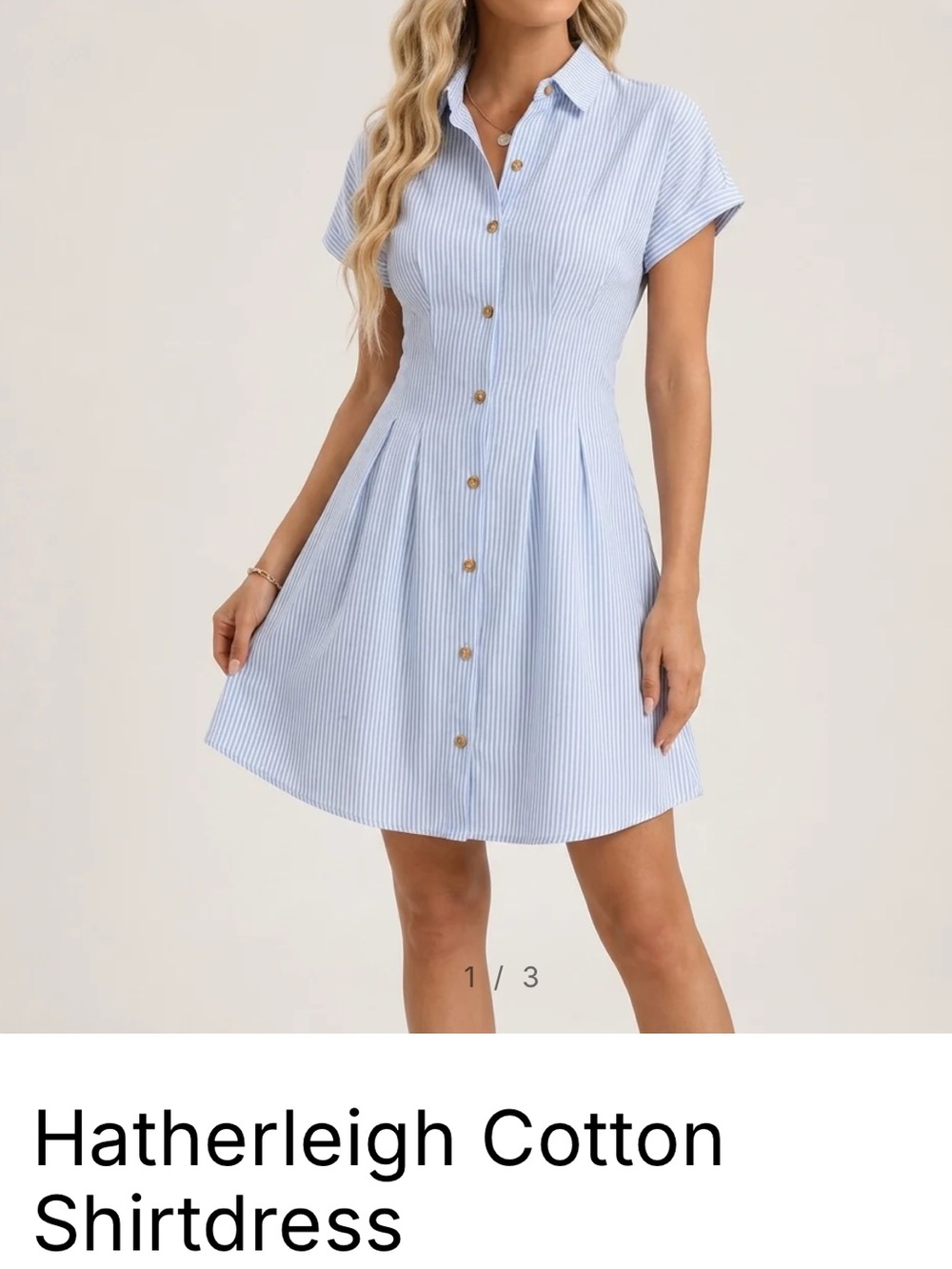 Hatherleigh Light Blue Striped Cotton Shirtdress